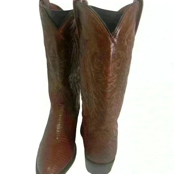 Dan Post Mens Brown Antique Tan Têju Lizard Skin Raleigh Cowboy Boots 8.5 D - Picture 4 of 16